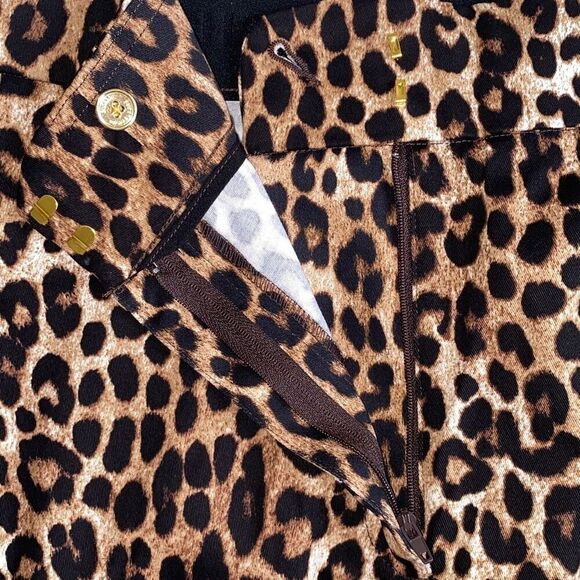 Michael Kors NWT MobWife Leopard Print Pants Tummy Control Cotton Dark Camel 18 - Picture 4 of 9